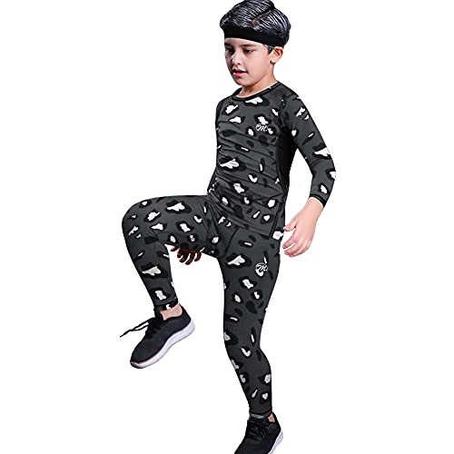 MeetHoo Thermounterwäsche Kinder, Funktionswäsche Set Junge Skiunterwäsche Sport Fußball Sportunterwäsche Thermounterhemd Thermounterhose für Kinder (8-16 Jahre) von MeetHoo