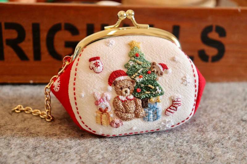 Hand Bestickte Weihnachts Geldbörse Waldkreaturen Tasche Handgemachte Stoff Leinen Baumwollstoff Geschenke Ohrhörer Kopfhörer von MeetYuan