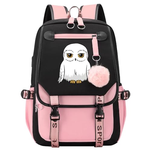 Harry Magic Rucksack Niedliche Eule Hedwig Schultasche Grundschüler Mädchen Teenager Freizeit Reisen Rucksack Pink-A von Meetiger