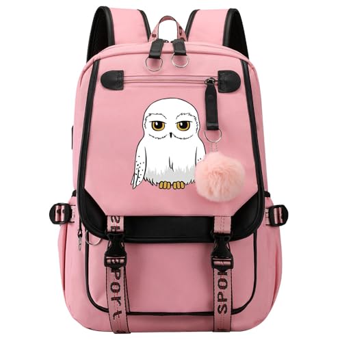 Harry Magic Rucksack Niedliche Eule Hedwig Schultasche Grundschüler Mädchen Teenager Freizeit Reisen Rucksack Pink-B von Meetiger