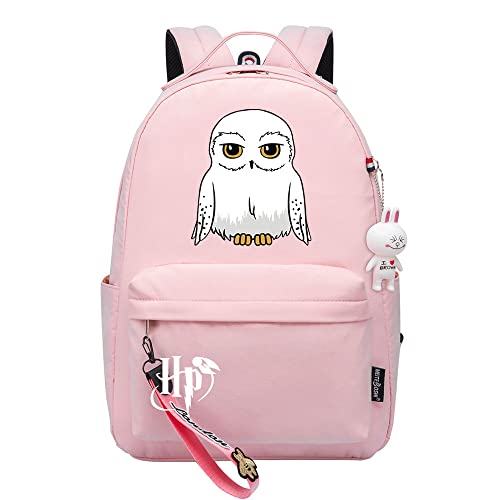 Niedlicher weißer Eulen-Hedwig-Rucksack Harry Magic Schultasche Damen Jugend Kinder Reiserucksack Pink von Meetiger
