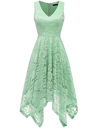 Meetjen Damen Festliche Cocktailkleid Elegante Abendkleid Spitzenkleid Hochzeit Brautjungfernkleid Partykleid Mint L von Meetjen