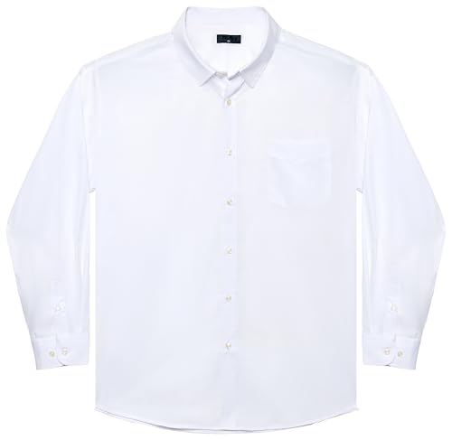 Meewasin Herrenhemden in großen Größen- Langarm Business Casual Hemden Unifarbene mit Button-Down-Hemden von XXL(T) bis 6XL(T) (Langer Passform(MW278,3XL) von Meewasin