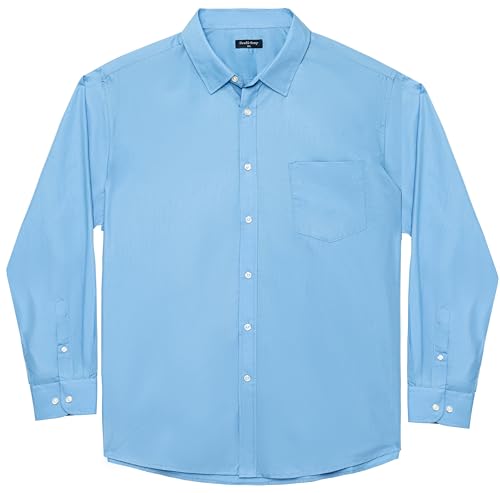 Meewasin Herrenhemden in großen Größen- Langarm Business Casual Hemden Unifarbene mit Button-Down-Hemden von XXL(T) bis 6XL(T) (Langer Passform(MW280,4XL) von Meewasin