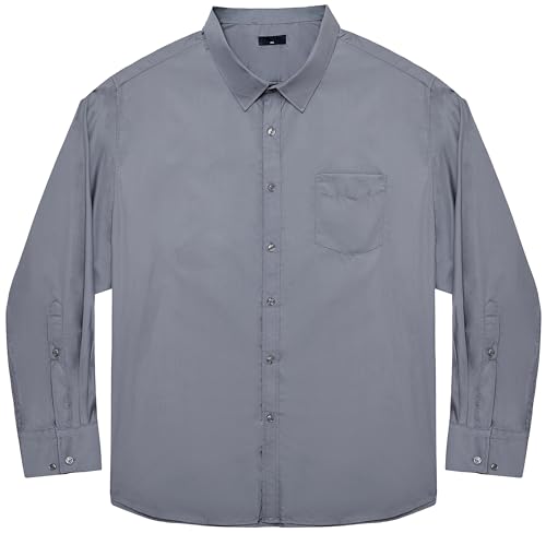 Meewasin Herrenhemden in großen Größen- Langarm Business Casual Hemden Unifarbene mit Button-Down-Hemden von XXL(T) bis 6XL(T) (Langer Passform(MW301,4XL) von Meewasin