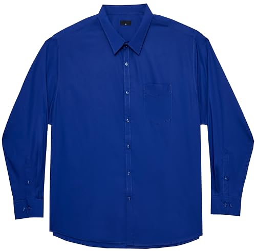 Meewasin Herrenhemden in großen Größen- Langarm Business Casual Hemden Unifarbene mit Button-Down-Hemden von XXL(T) bis 6XL(T) (Langer Passform(MW302,6XL) von Meewasin