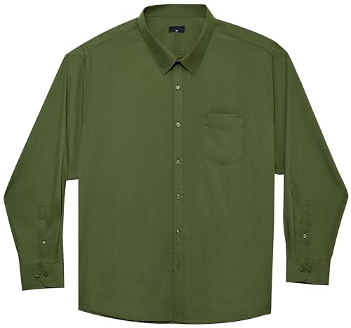 Meewasin Herrenhemden in großen Größen- Langarm Business Casual Hemden Unifarbene mit Button-Down-Hemden von XXL(T) bis 6XL(T) (Langer Passform(MW304,3XL) von Meewasin