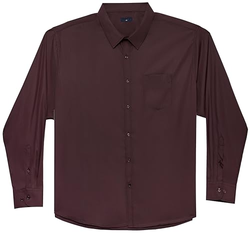 Meewasin Herrenhemden in großen Größen- Langarm Business Casual Hemden Unifarbene mit Button-Down-Hemden von XXL(T) bis 6XL(T) (Langer Passform(MW305,3XL) von Meewasin