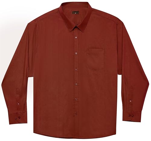 Meewasin Herrenhemden in großen Größen- Langarm Business Casual Hemden Unifarbene mit Button-Down-Hemden von XXL(T) bis 6XL(T) (Langer Passform(MW306,3XL) von Meewasin