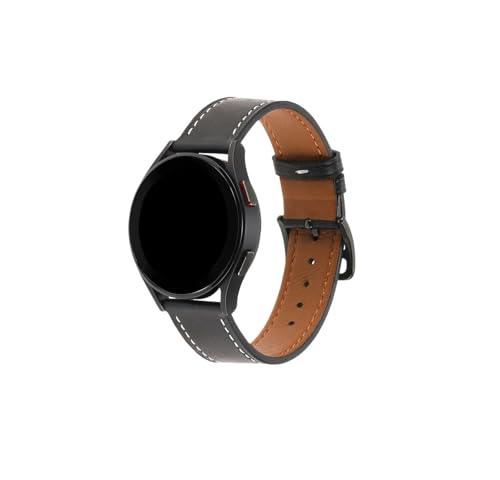 Breites 20mm Lederarmband passend for Samsung Galaxy Watch 6 5 4 /5Pro /Classic/Active 2 Armband Gürtel Uhrenarmband(Black) von Mefloar