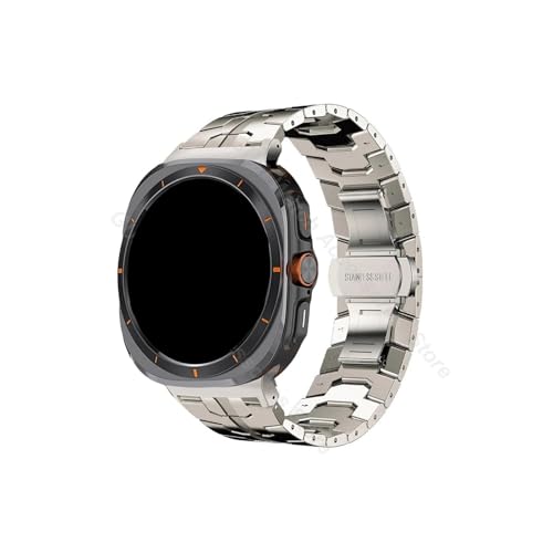 Edelstahlarmband passend for Samsung Galaxy Watch Ultra 47mm Herren No Gaps Business Metallarmband(Titanium) von Mefloar