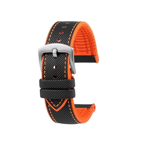 Gummi wasserdichtes Sportarmband for Herren, 23mm, passend for Casio PROTREK PRW-30 50 60 70(Black Orange steel) von Mefloar