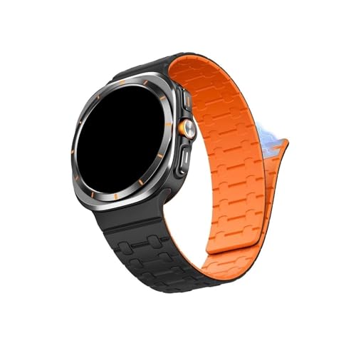 Herren-Uhrenarmband aus Silikon, passend for Samsung Galaxy Watch Ultra 47mm(Black orange) von Mefloar