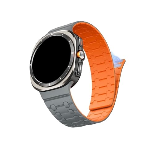 Herren-Uhrenarmband aus Silikon, passend for Samsung Galaxy Watch Ultra 47mm(Grey orange) von Mefloar