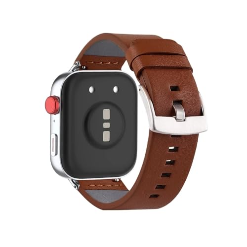 Leder-Ersatzarmband for Herren, passend for Huawei Fit 3 4 Pro(Silver red brown,For Huawei Fit3) von Mefloar