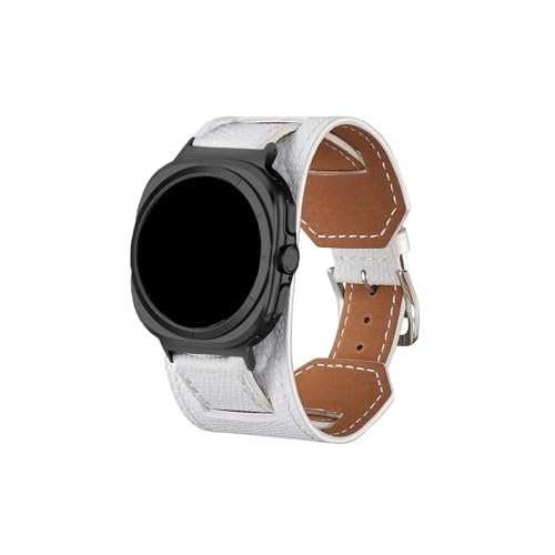 Lederarmband passend for Samsung Galaxy Watch Ultra 47 mm Armband Gürtel Armband Sportarmband Zubehör(White) von Mefloar