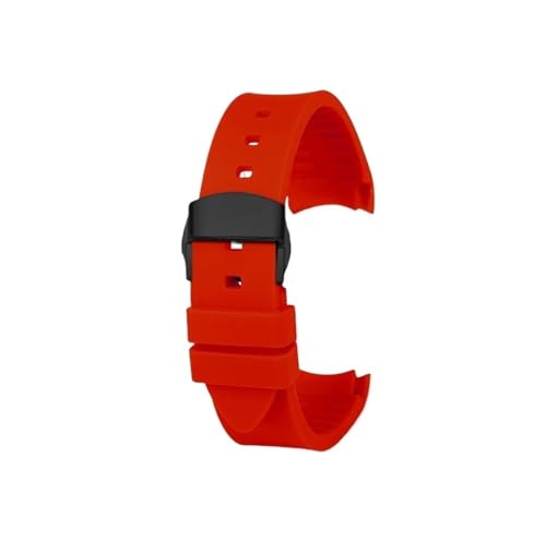 Mefloar 20mm 22mm Sport-Uhrenarmband aus wasserdichtem Silikon mit Arc-Mouth-Motiv, passend for TIMEX Expedition T49963 T49905(Red-black,20mm) von Mefloar