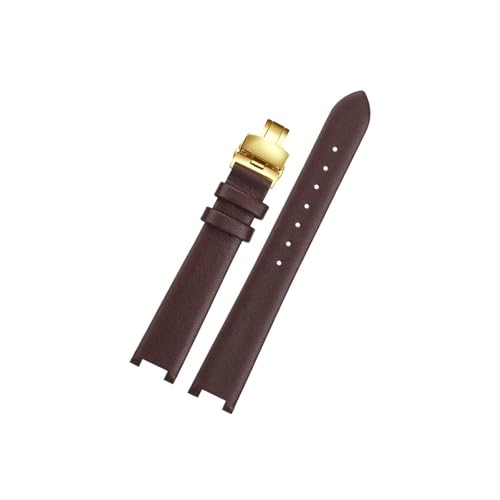 Mefloar Damen-Uhrenarmband aus Leder mit 16mm Kerbe, ultradünn, Passend for EBOHR Athena 11230946 11231448 11230540(A Brown Gold) von Mefloar