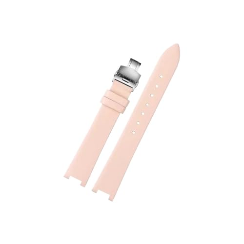 Mefloar Damen-Uhrenarmband aus Leder mit 16mm Kerbe, ultradünn, Passend for EBOHR Athena 11230946 11231448 11230540(A Pink Silver) von Mefloar