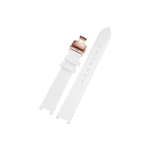 Mefloar Damen-Uhrenarmband aus Leder mit 16mm Kerbe, ultradünn, Passend for EBOHR Athena 11230946 11231448 11230540(A White Rose Gold) von Mefloar