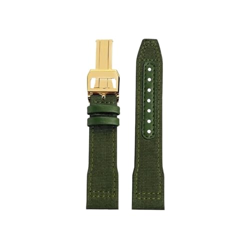 Mefloar Nylon-Uhrenarmband passend for IWC Pilot Mark 18 Spitfire Kampfjet Portugal IW377714 IW327004 IW377709 IW388101(A-Army Green Gold,21mm) von Mefloar
