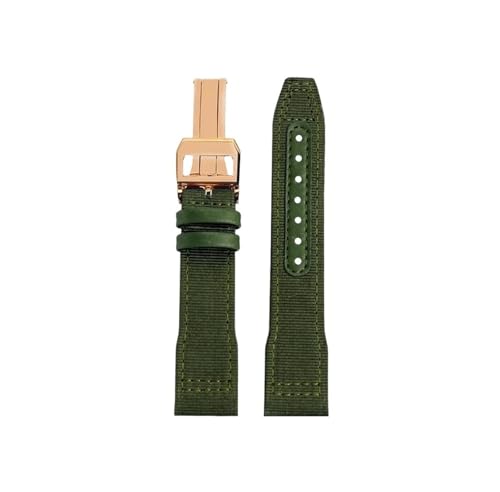Mefloar Nylon-Uhrenarmband passend for IWC Pilot Mark 18 Spitfire Kampfjet Portugal IW377714 IW327004 IW377709 IW388101(A-Army Green Rose Gold,22mm) von Mefloar