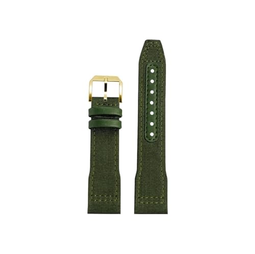 Mefloar Nylon-Uhrenarmband passend for IWC Pilot Mark 18 Spitfire Kampfjet Portugal IW377714 IW327004 IW377709 IW388101(Army Green Gold,22mm) von Mefloar
