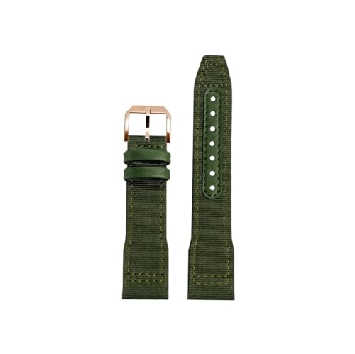 Mefloar Nylon-Uhrenarmband passend for IWC Pilot Mark 18 Spitfire Kampfjet Portugal IW377714 IW327004 IW377709 IW388101(Army Green Rose Gold,21mm) von Mefloar