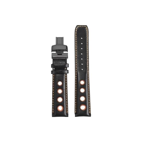 Mefloar Passend for Tissot 1853 Racing Sports PRS516 T91 T044 T100417 T044430 Uhrenarmband aus echtem Leder for Herren, 20mm(Black orange-black) von Mefloar
