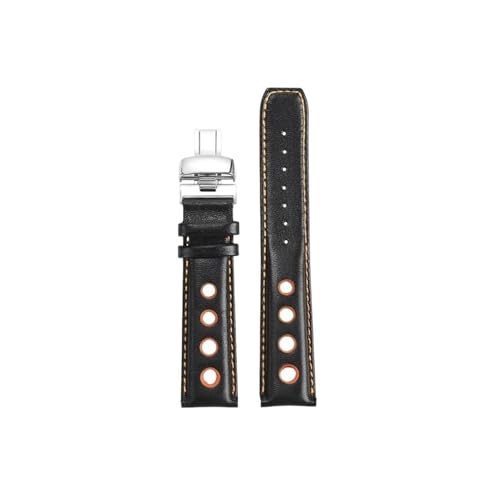 Mefloar Passend for Tissot 1853 Racing Sports PRS516 T91 T044 T100417 T044430 Uhrenarmband aus echtem Leder for Herren, 20mm(Black orange-steel) von Mefloar