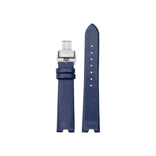 Mefloar Passend for Versace Uhr SCI080016 SCI070016 Damen V-förmiges gekerbtes dünnes Lederband 18mm(A Dark Blue-Silver) von Mefloar