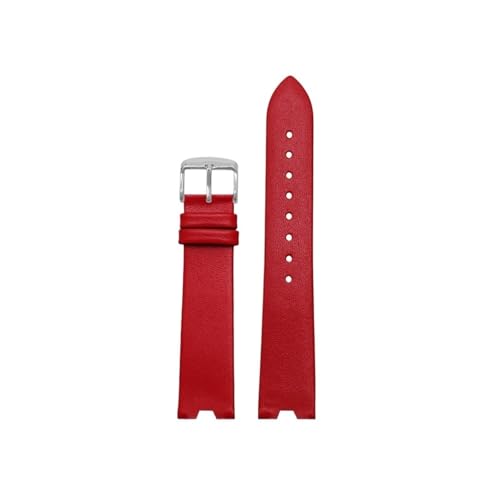 Mefloar Passend for Versace Uhr SCI080016 SCI070016 Damen V-förmiges gekerbtes dünnes Lederband 18mm(Red-Silver) von Mefloar