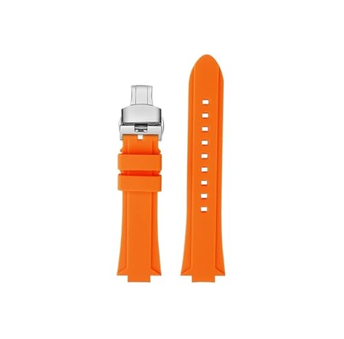 Passend for Casio EFR-S108D EFS-S570 ECB-10YDC Modifiziertes konkaves Silikon-Uhrenarmband(A-Orange-silver,For ECB-10YDC) von Mefloar