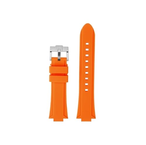Passend for Casio EFR-S108D EFS-S570 ECB-10YDC Modifiziertes konkaves Silikon-Uhrenarmband(Orange-silver,For ECB-10YDC) von Mefloar