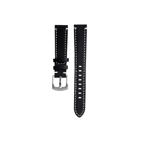 Rindsleder Herren Uhrenarmband passend for Casio A158 A168 F91W AE-1200WHD A159 A169 AE1200(Black-silver) von Mefloar