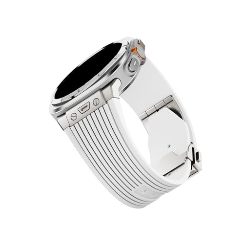 Sportliches Silikon-Ersatzarmband for Herren, passend for Samsung Galaxy Watch Ultra 47mm(Titanium white) von Mefloar