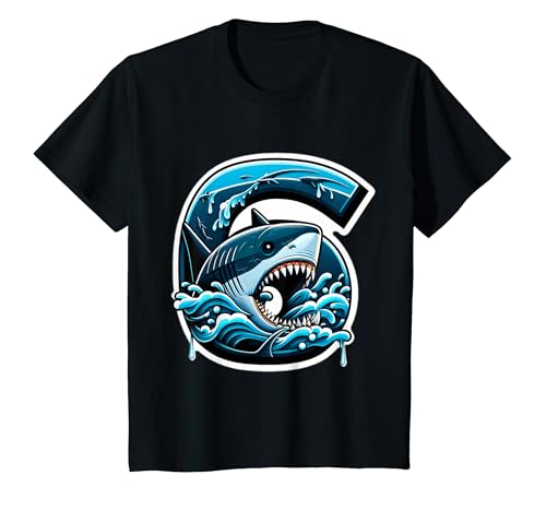 Kinder Geburtstag: Junge Megalodon 6th Bday Girl, 6 Jahre alt T-Shirt von Meg Birthday Tees Co.