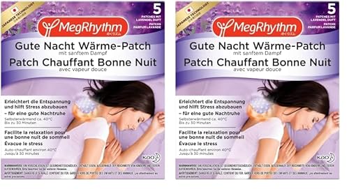 MegRhythm Gute Nacht Wärme-Patch - Inhalt: 5 Wärmende Nacken-Pflaster - Entspannung und hilft Stress abzubauen - Mit Lavendel-Duft (Packung mit 2) von MegRhythm