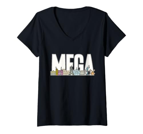 Damen MEGA Make Europe Great Again T-Shirt mit V-Ausschnitt Damen MEGA Make Europe Great Again T-Shirt mit V-Ausschnitt von Mega MEGA Memes