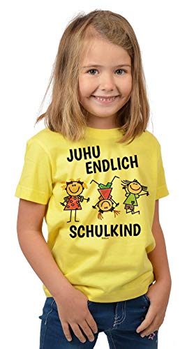 Einschulung 1.Klasse Mädchen Kinder T-Shirt Juhu endlich Schulkind Kindergarten Schulanfang Mädel Schulanfang T-Shirt Kids von Mega-Shirt