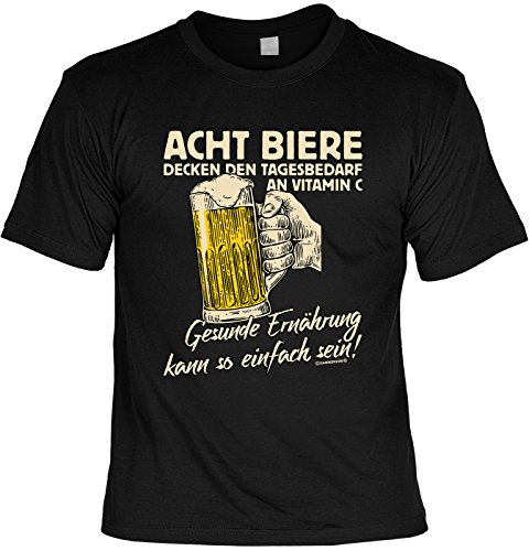 Lustiges Sprüche Shirt T-Shirt mit Urkunde Acht Biere Decken den Tagesbedarf an Vitamin C… Geschenkartikel Fun Artikel Partygeschenk Man Männer Geschenk von Mega-Shirt