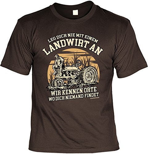 Lustiges Sprüche Shirt T-Shirt mit Urkunde Leg Dich nie mit einem Landwirt an Geschenkartikel Fun Artikel Partygeschenk Man Männer Geschenk von Mega-Shirt