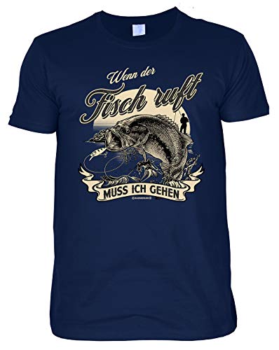 Männer T-Shirt Geschenk Angeln für Angler Shirt Wenn der Fisch Ruft muss ich gehen Fischer fischen lustiges Fun Shirt für Anglerfreunde Anglerfan von Mega-Shirt