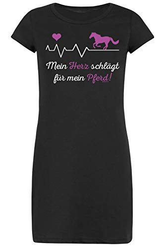 Nachtwäsche Pferde Motiv Mädchen Schlafanzug Pyjama Mädels Nachthemd Damen Mein Herz schlägt für Mein Pferd Geschenkidee für Frauen von Mega-Shirt