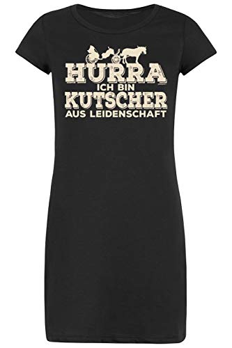 Schlafanzug Pferde Motiv Mädchen Pyjama Mädels Nachtwäsche Nachthemd Damen Hurra Ich Bin Kutscher aus Leidenschaft Geschenkidee für Frauen von Mega-Shirt