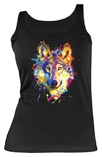 Wolf Aufdruck Wölfe Wolf Tank Top Damen Motiv Wild Life Damen Top Tanktop für Frauen Mädchen von Mega-Shirt