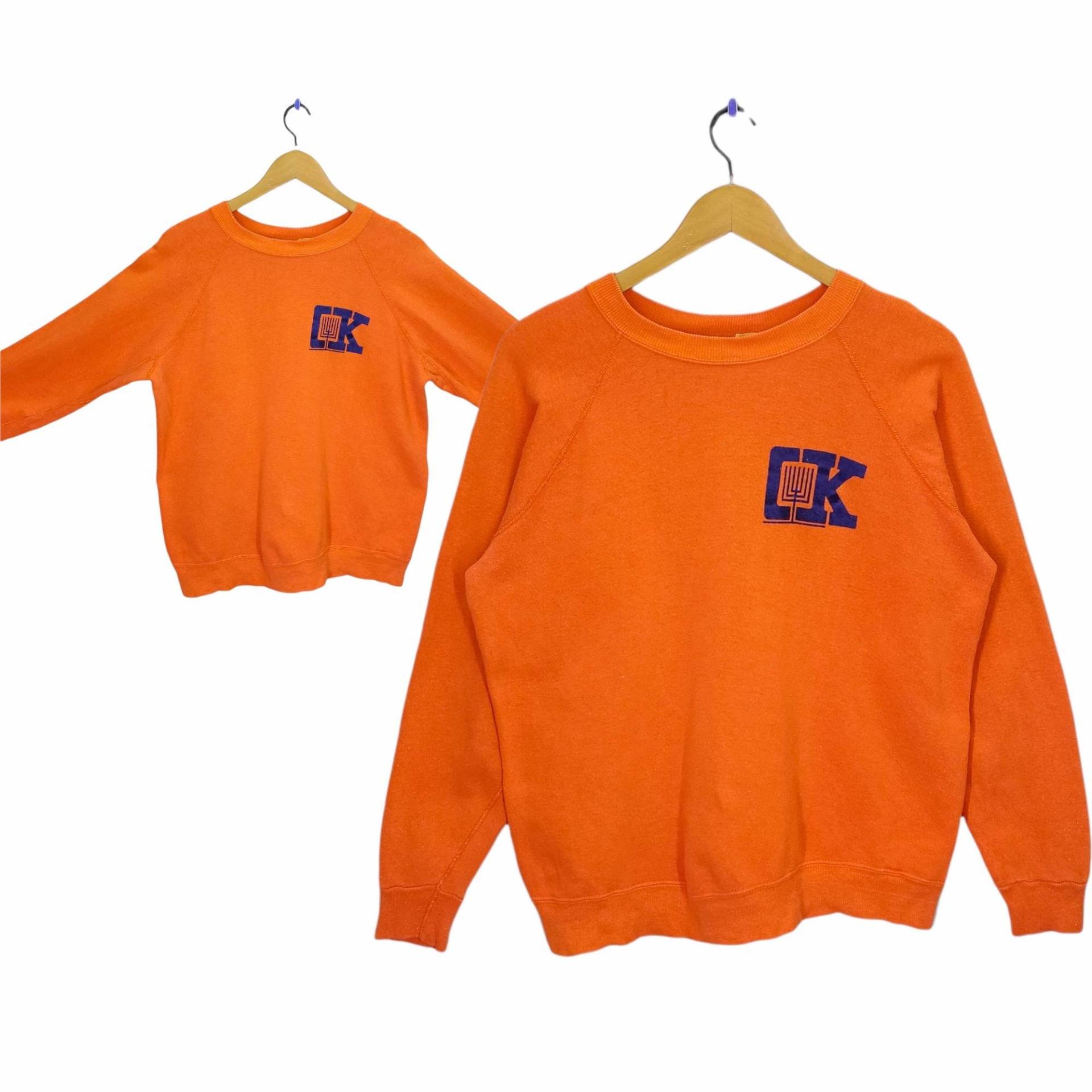 80Er 90Er Jahre Artex Raglan Sweatshirt Vintage Sweater Pullover Made in Usa Orange Damen Größe L von MegaEmpire