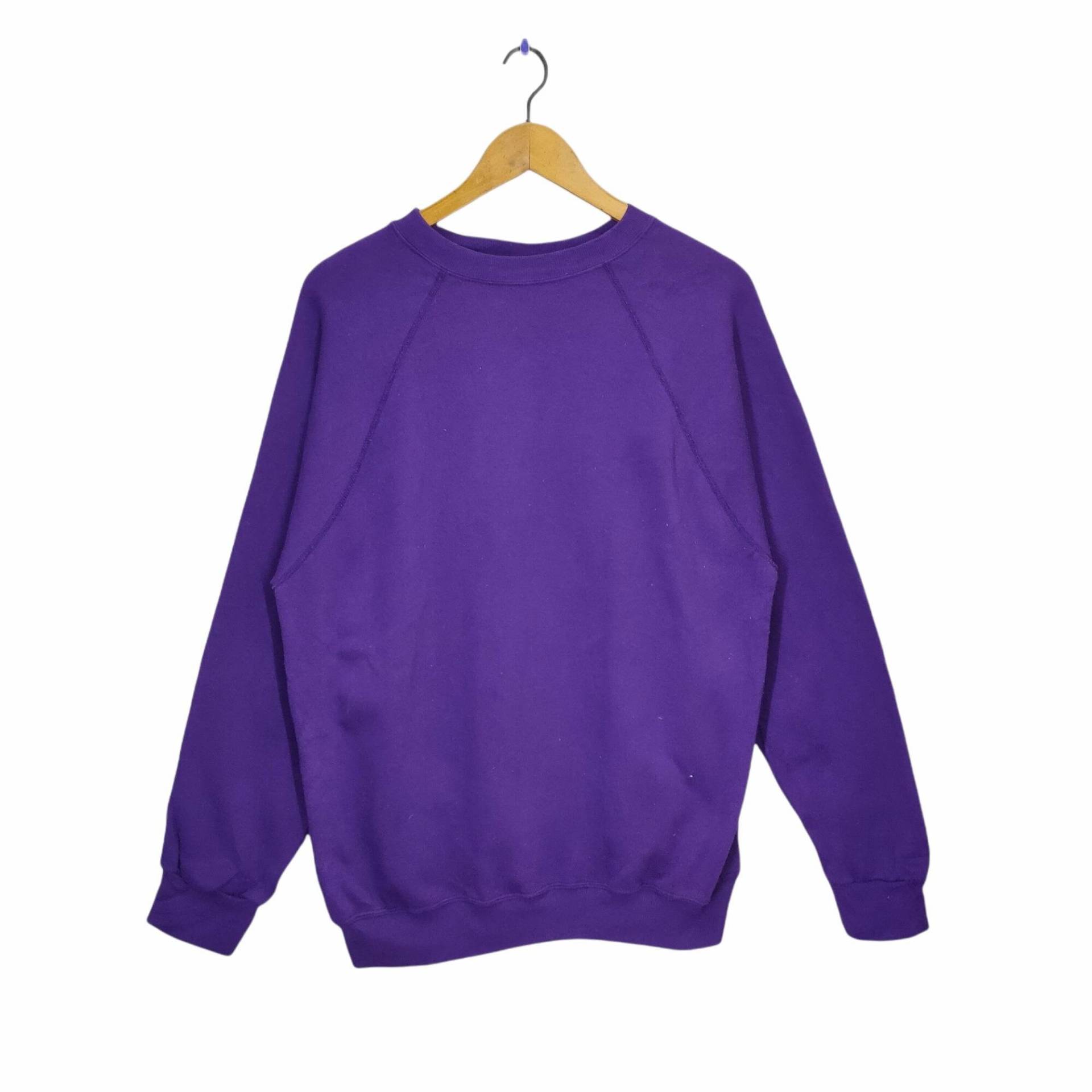 80Er 90Er Jahre Tultex Blank Crewneck Sweatshirt Raglan Made in Usa X-Large Vintage Glatter Pullover Lila Frauen Größe Xl von MegaEmpire