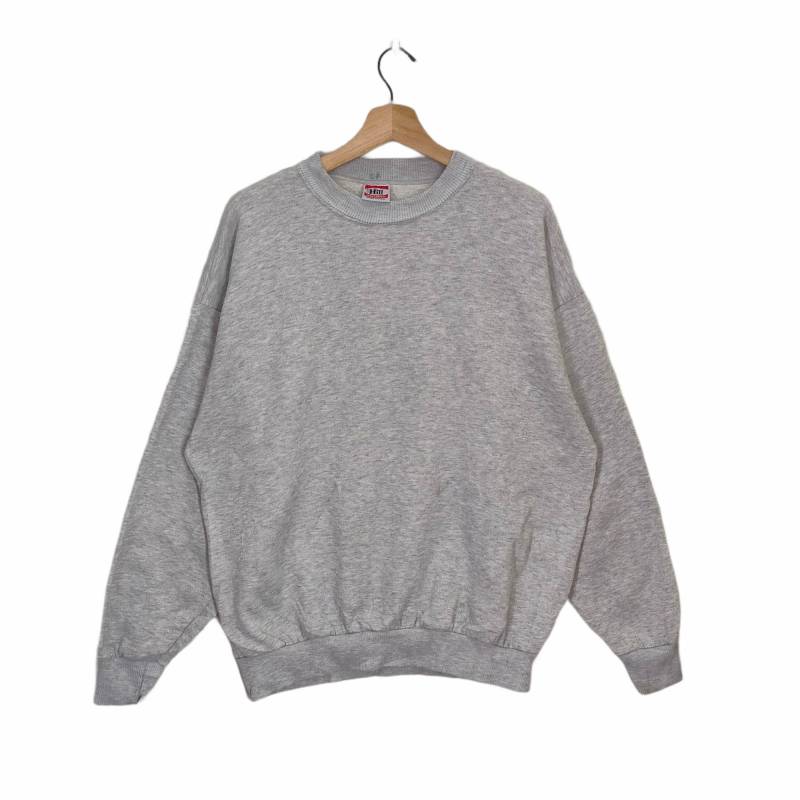 90Er Jahre Hill Blank Crewneck Made in Usa Großes Vintage Schweres Einfaches Sweatshirt Pullover Grau Herrengröße L von MegaEmpire