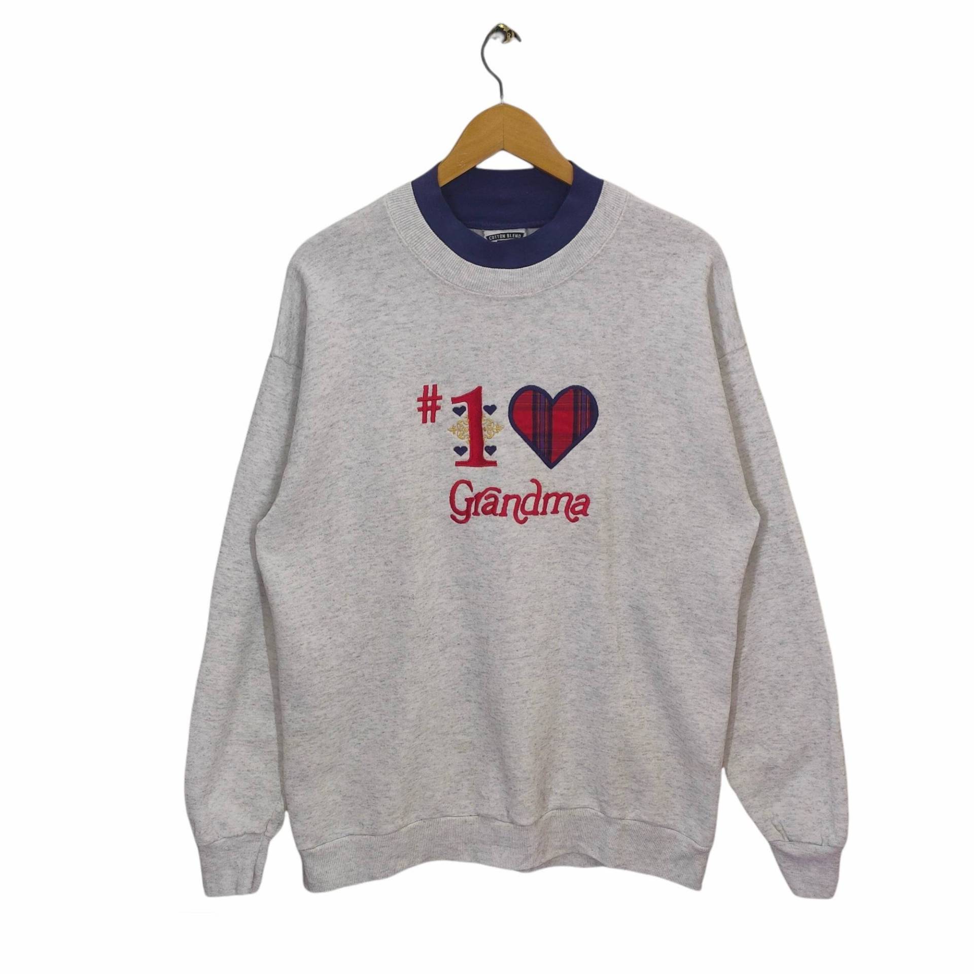 90Er Jahre I Love Grandma Crewneck Sweatshirt Große Vintage Jerzees Pullover Baggy Stickerei Frauen Größe L von MegaEmpire